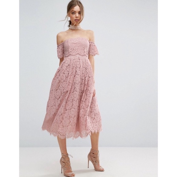 ASOS Dresses & Skirts - ASOS pink off the shoulders floral dress